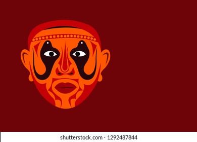 Illustration of a Theyyam face. Theyyam is a ritualistic artwork in India