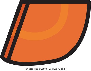 Illustration of a thick line drawing of a cut carrot