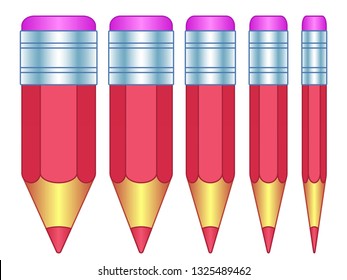 Illustration of the thick and thin small pencil icons set