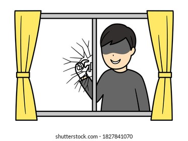 illustration of thief and broken window