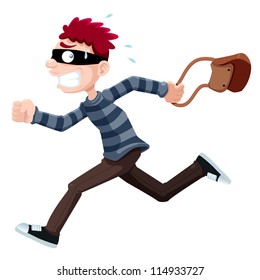 illustration of Thief running with bag