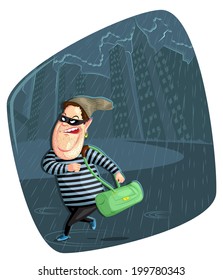 illustration of thief stealing bag in vector