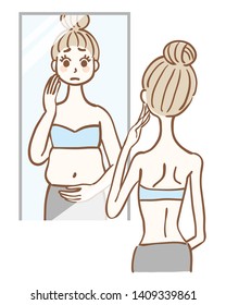 Illustration Of A Too Thin Woman Thinking That She Is Too Fat