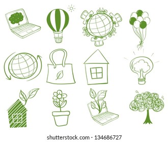 Illustration of the things around the environment on a white background