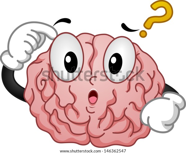 Illustration Thinking Brain Mascot Question Mark Stock Vector (Royalty ...