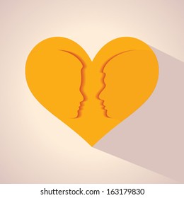 Illustration of thinking concept - human head with male female symbol