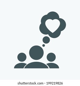 Illustration of thinking concept- male face with like symbol