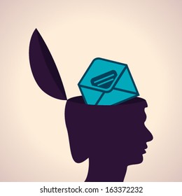 Illustration of thinking concept-Human head with message symbol