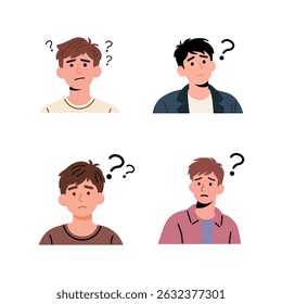 Ilustración de un hombre pensante y confundido