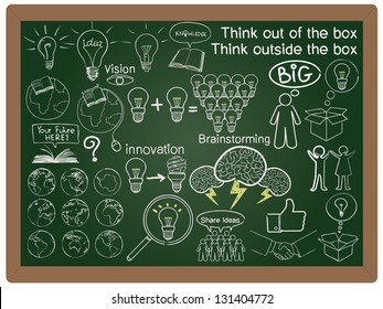 illustration thinking   creativity collection set drawing blackboard background vector