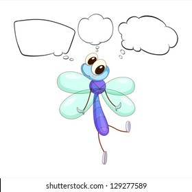 Illustration of a thinking insect on a white background