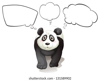 Illustration of a thinking panda on a white background