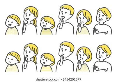 illustration of thinking three generation family