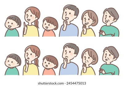 illustration of thinking three generation family