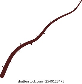 Illustration of a thorny red rose stalk