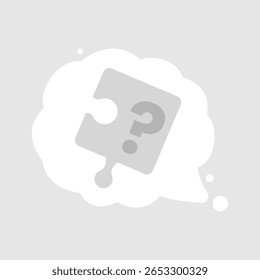 Ilustração de bolha de pensamento, peças de quebra-cabeças, ponto de interrogação. processo de pensamento, confusão, resolução de problemas, brainstorming, perguntas não respondidas. design simples para a tomada de decisão ou conceito de estratégia