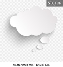 illustration of thought bubble with shadow looking like sticker with transparency in vector file