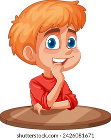 Illustration of a thoughtful boy with a curious expression