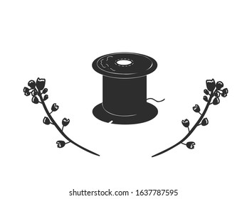 It is an illustration of a thread drawn in antique with ink.