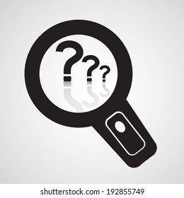 Illustration of three abstract question mark with magnifying glass .Vector EPS 10. 