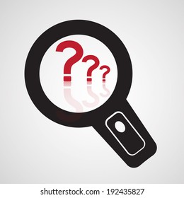 Illustration of three abstract red question mark with magnifying glass .Vector EPS 10. 