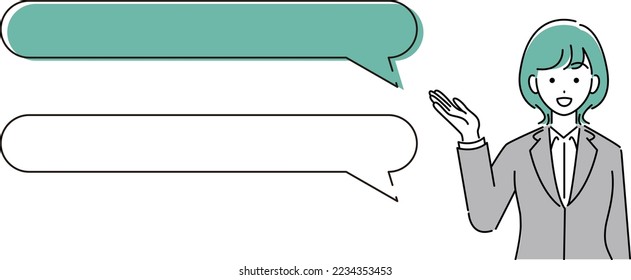 Illustration of three balloons with business person proposing or affirming improvement methods