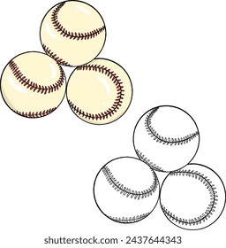 illustration of three baseball balls.