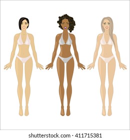 Illustration with three beautiful women