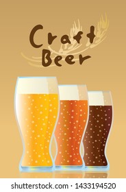 An illustration of three beers with different tastes