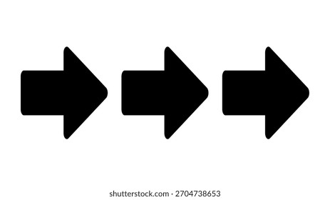 Uma ilustração de três setas pretas apontando para a direita.