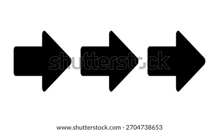 An illustration of three black arrows pointing right.