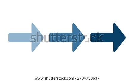 Illustration of three blue arrows pointing right
