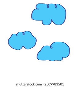 Ilustración de tres nubes azules