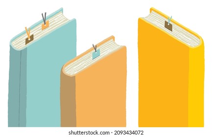 Illustration of three books look like buildings