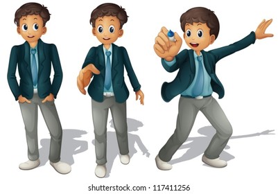illustration of three boys on a white background