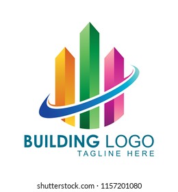 Illustration of three buildings logo, Tall building logo