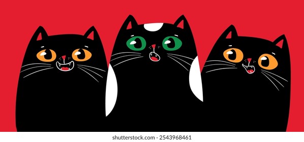 Illustration of three cats playing music and singing