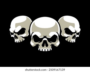 ILLUSTRATION OF THREE CERBERUS SKULL HEADS