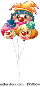 Illustration of the three clown balloons on a white background