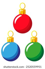 Ilustración de tres bolas de árbol de Navidad de colores