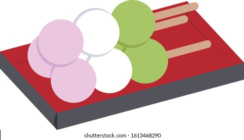 Illustration of three colored dumplings