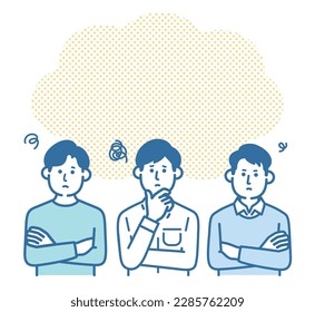 Illustration of three confused men