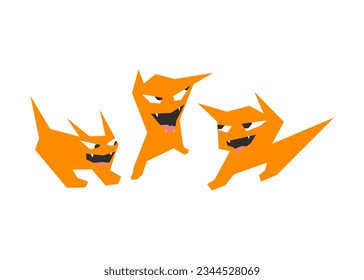 An illustration of three cute orange cat with simple geometric line pattern