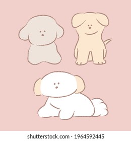 Illustration of three cute puppies