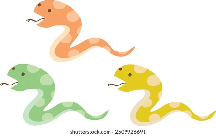 Ilustração de três cobras fofas