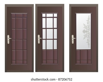 illustration with three dark doors isolated on white background