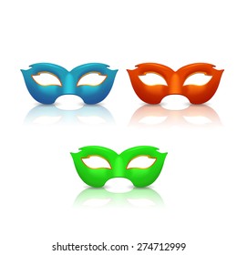illustration of three different color masks on white background