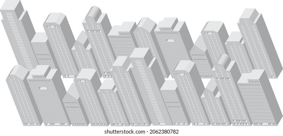 Illustration of Three dimensional  skyscrapers