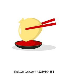 illustration of a three dumpling or dim sum. chinese food vector illustration.