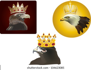 ilustración con tres águilas en la colección de coronas